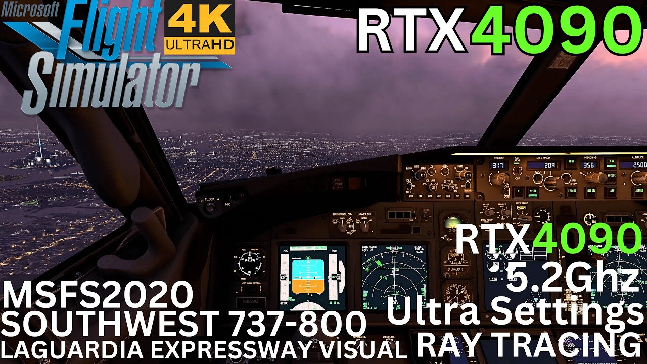[MSFS RTX 4090] Insane Expressway Visual Approach Into LaGuardia (KLGA) NewYork [Ultra Settings]4K