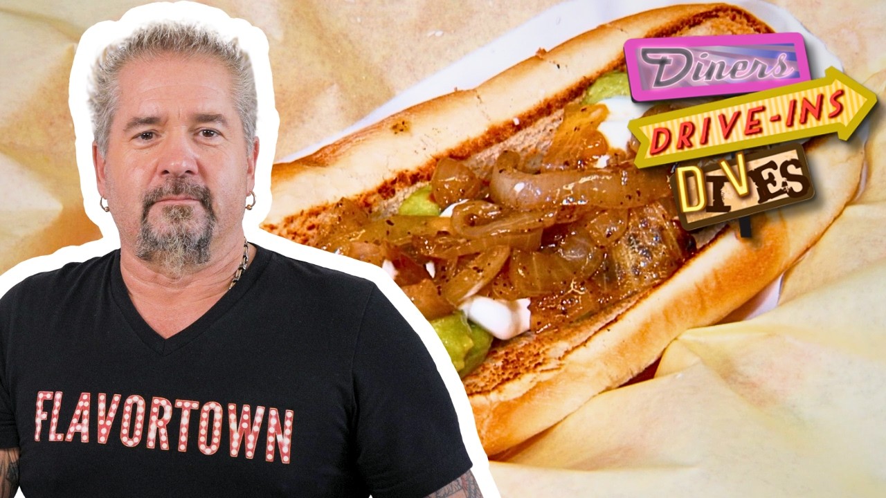 Guy Fieri Devours UNREAL Hot Dogs in Reseda, CA 🌭 | Diners, Drive-Ins and Dives | Food Network