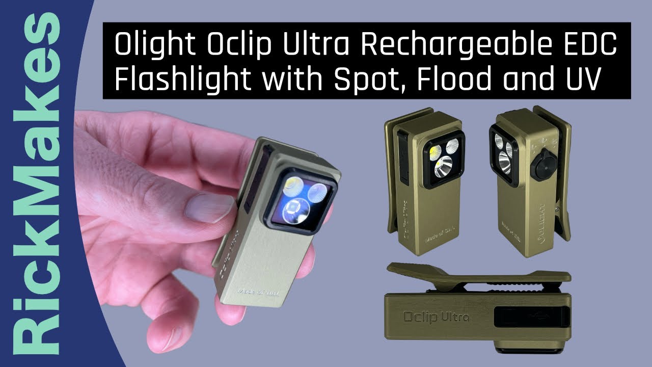 Olight Oclip Ultra Rechargeable EDC Flashlight with Spot, Flood and UV