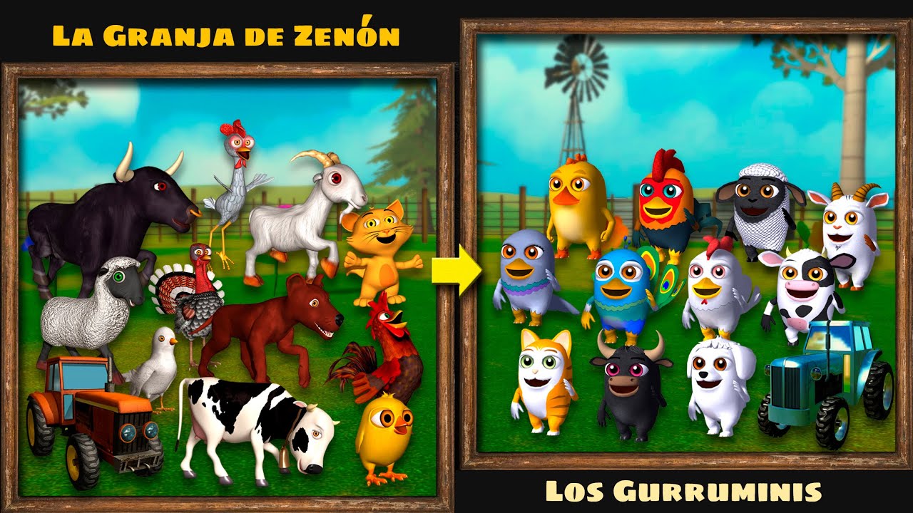 Transformación de los personajes de la Granja de Zenón a los Gurruminis