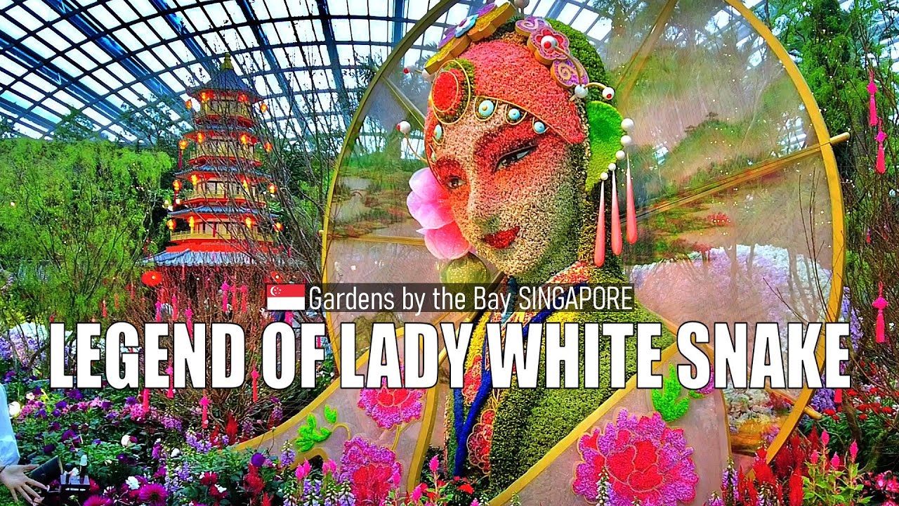 Spring Blossoms Legend of Lady White Snake - Gardens By The Bay - Singapore 🇸🇬 - Walking Tour [4K]