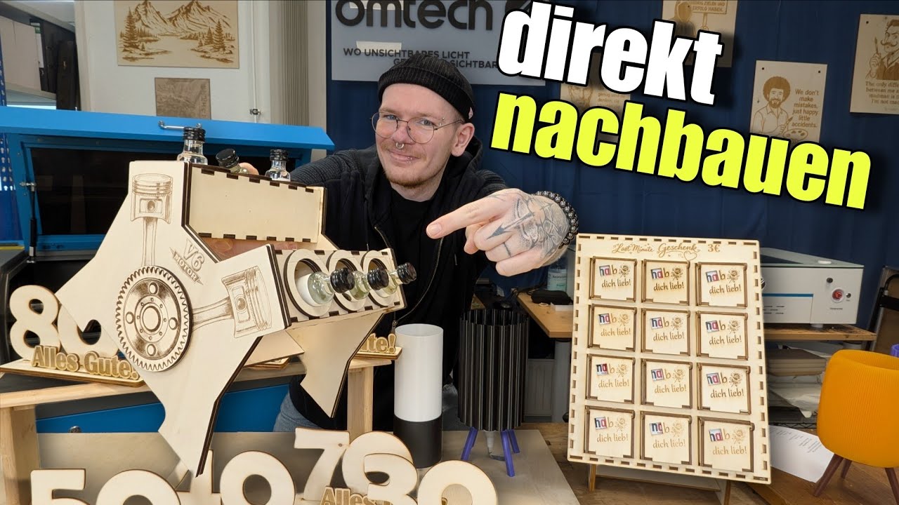 Das könnt ihr sofort nachbauen 🔥 Lasercut Ideen| OMTech 747 & ACMER P3