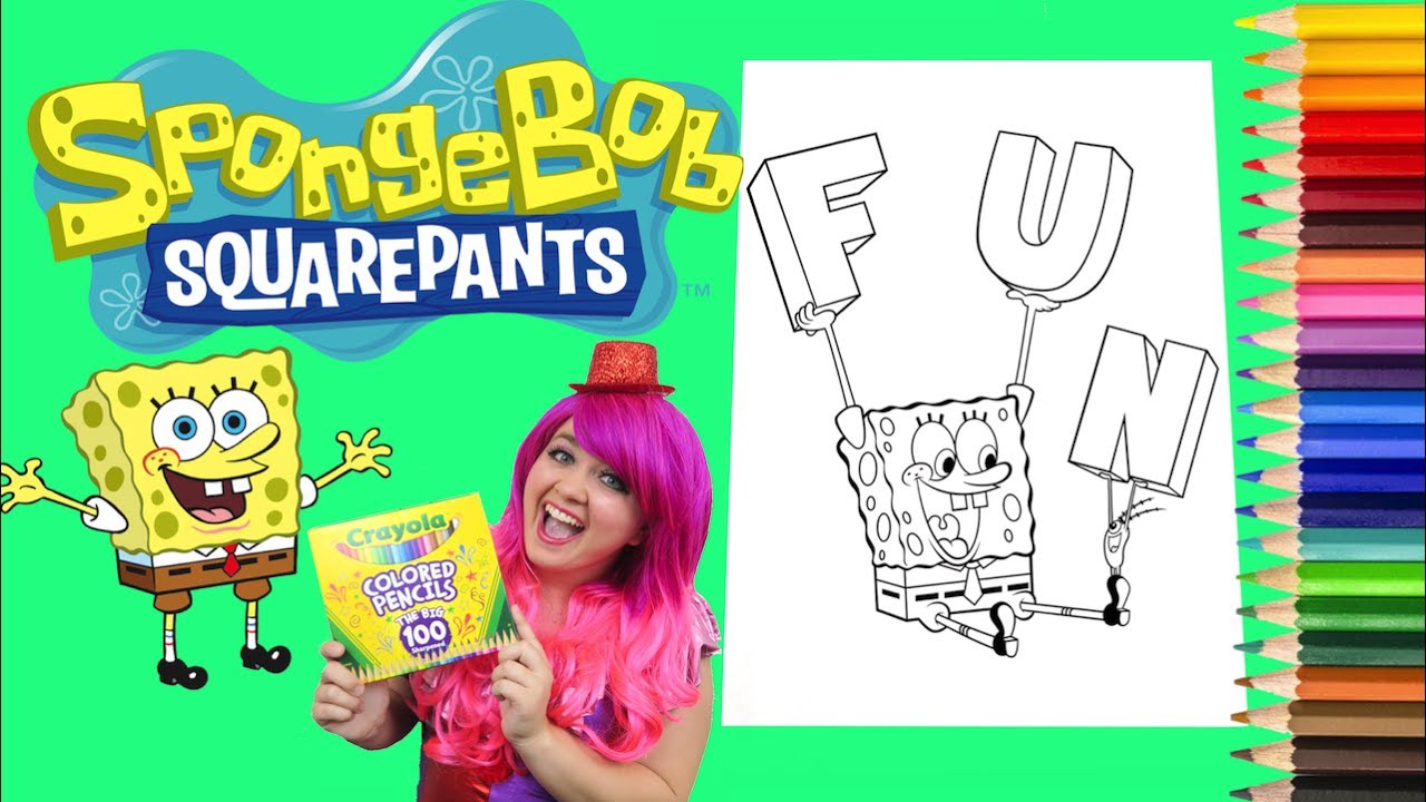 Coloring SpongeBob & Plankton GIANT Coloring Book Page Crayola Colored Pencil | KiMMi THE CLOWN