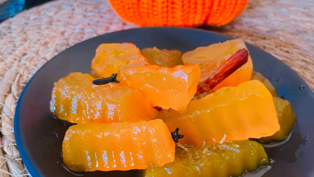 مربى القرع أو  اليقطين بلون ذهبي وقرشة pumpkin jam @Najlaa_ghalayine