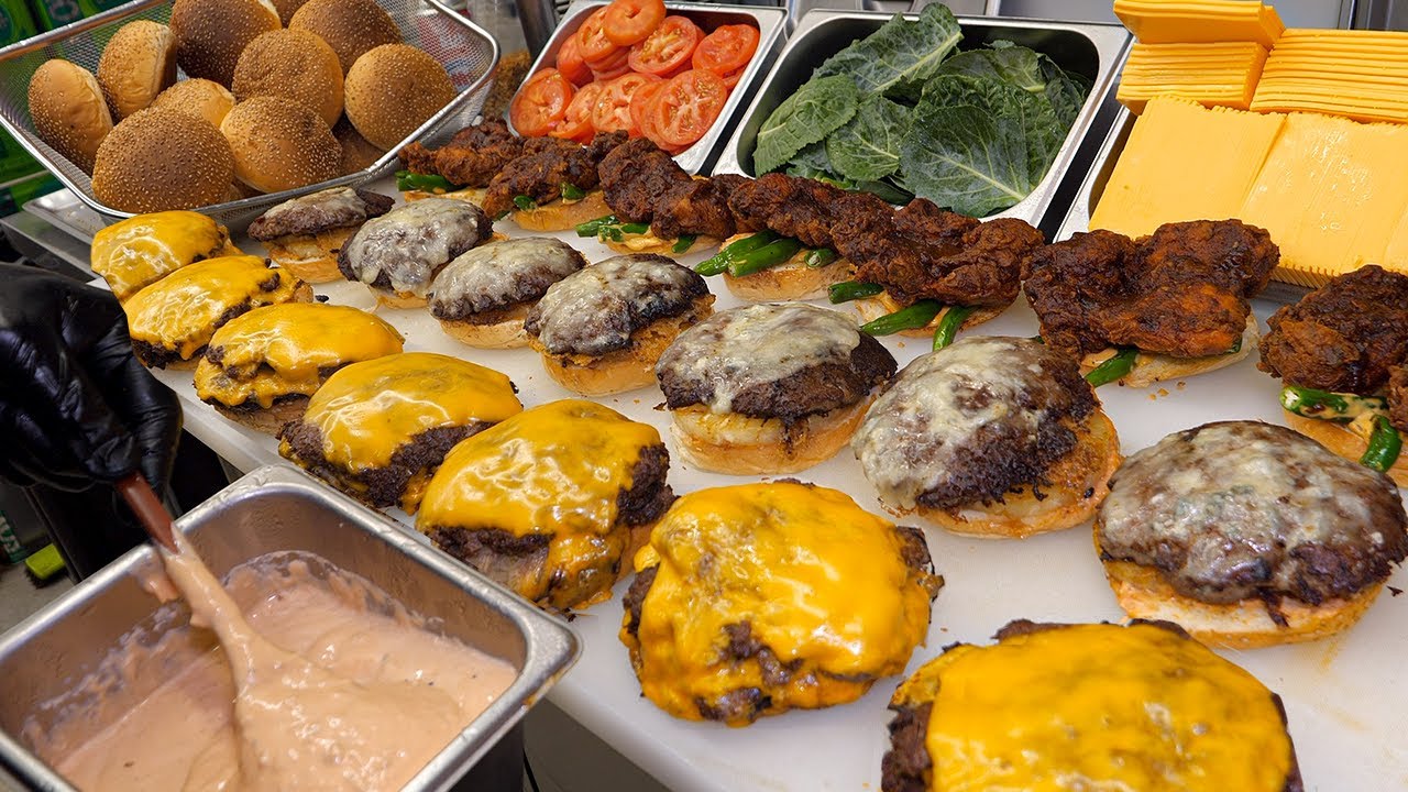 하루 200개 완판! 수원을 평정한 압도적 비줠 미국식 수제버거, 치킨버거 Korean style American Handmade Burger - Korean street food