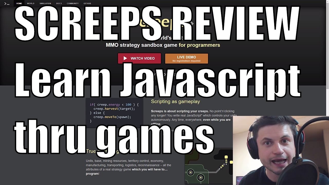 Screeps Game REVIEW - Learn JavaScript by Playing - Educational MMO (Math/Programming)