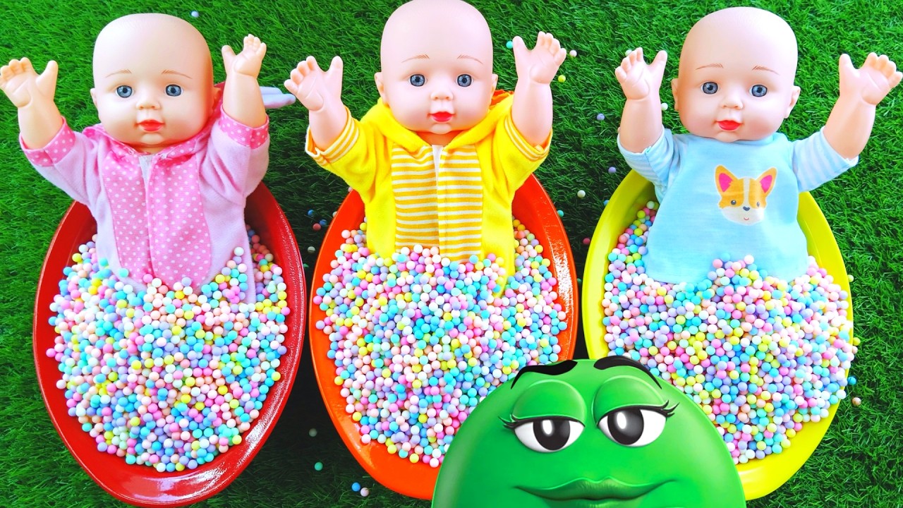 4 Minutes Satisfying with Full of 3 Rainbow BathTubs Candy with M&M's & Magic Slime Cutting Video