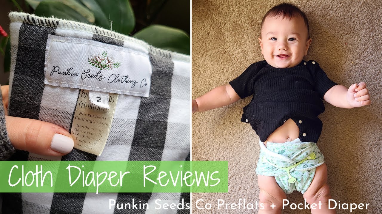 Punkin Seeds Co Preflats + Pocket Cloth Diaper Reviews + Fit on 5-month-old Baby & 3-Year-Old