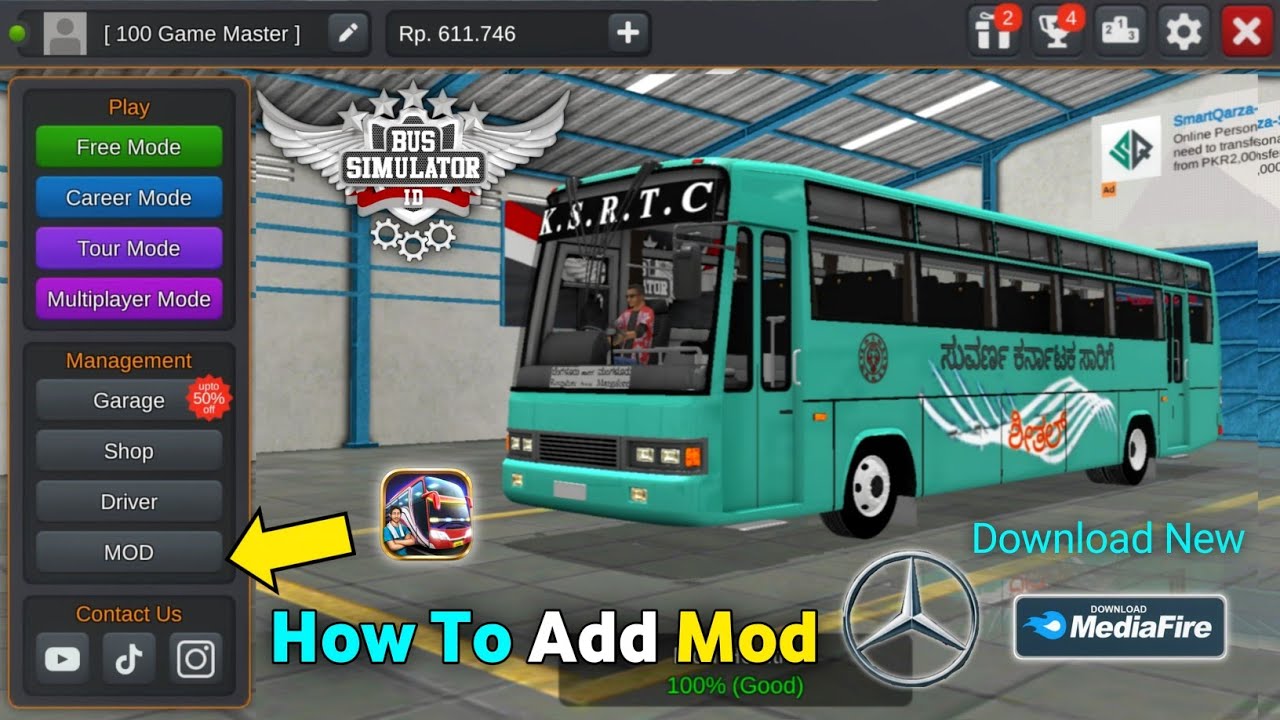 How To Add Bus Mod For Bussid New Bus Mod in Bus Simulator Indonesia | ACKSRTC Sheetal Mod 