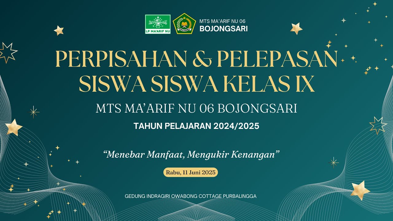PERPISAHAN DAN PELEPASAN SISWA-SISWI KELAS IX - MTs Ma'arif NU 06 Bojongsari 2024/2025