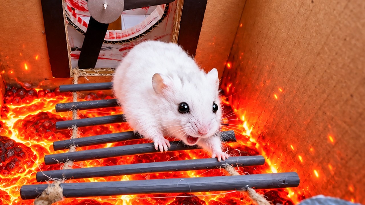 Watch Tiny Hamster Escape a Minecraft Maze With a Floor Full of Lava | Hamster Maze