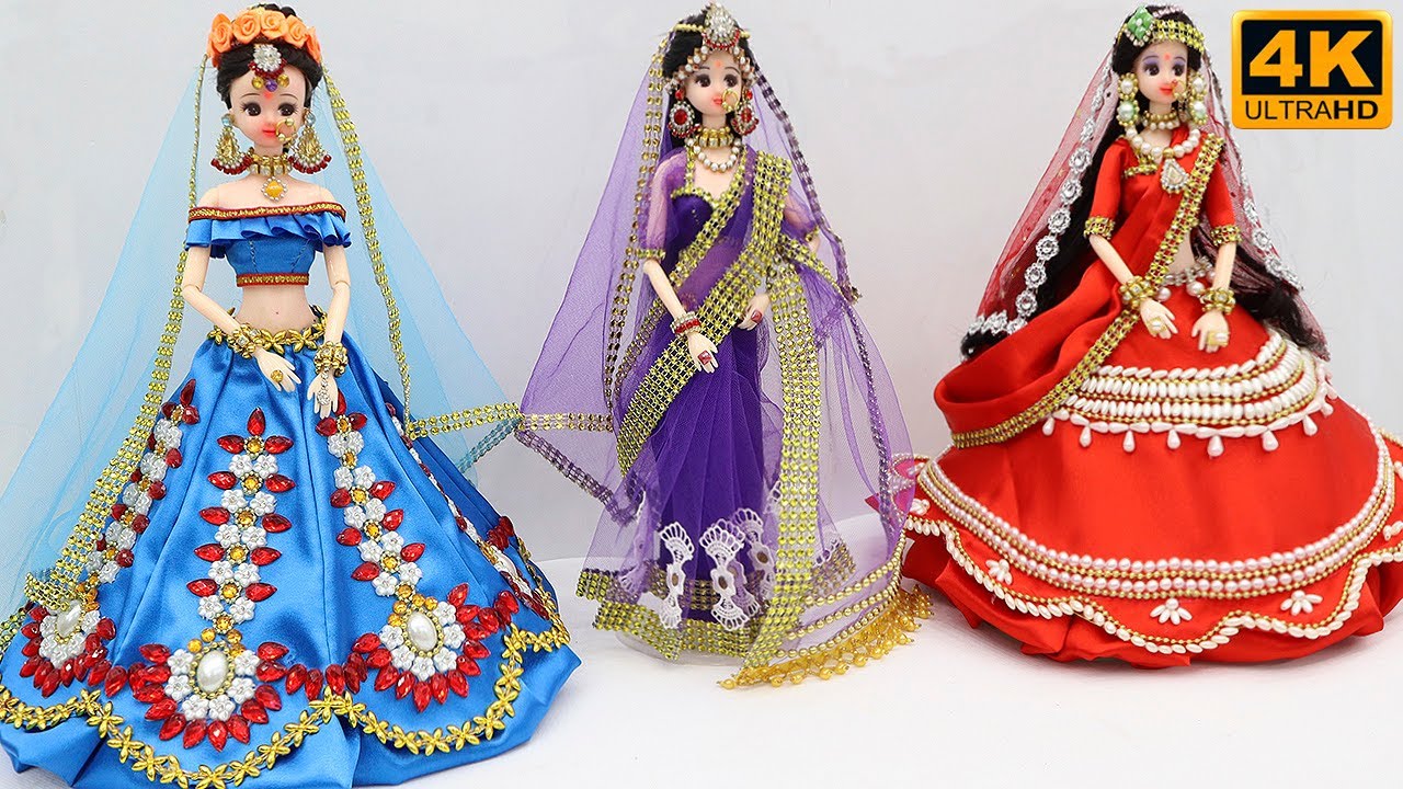 3 South indian bridal dress and Jewellery | Doll Decoration Design 81