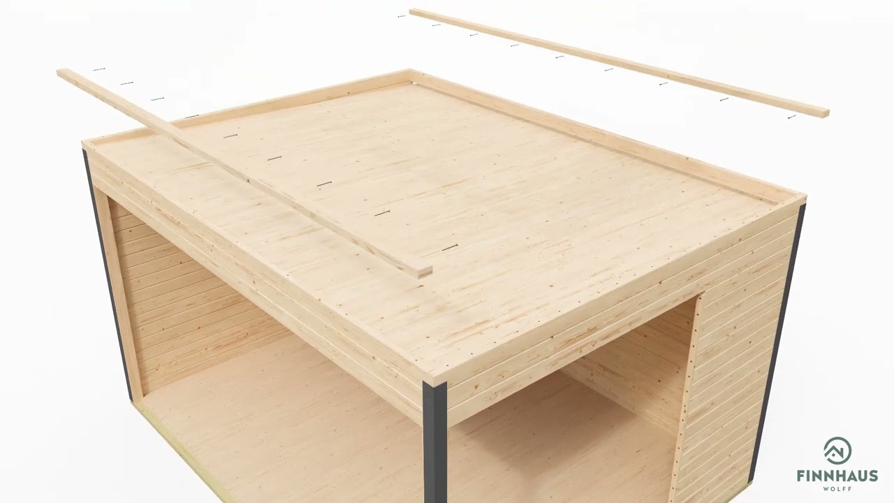 Montagevideo Holz-Gartenhaus 44 mm mit Schiebetür - Finnhaus Wolff
