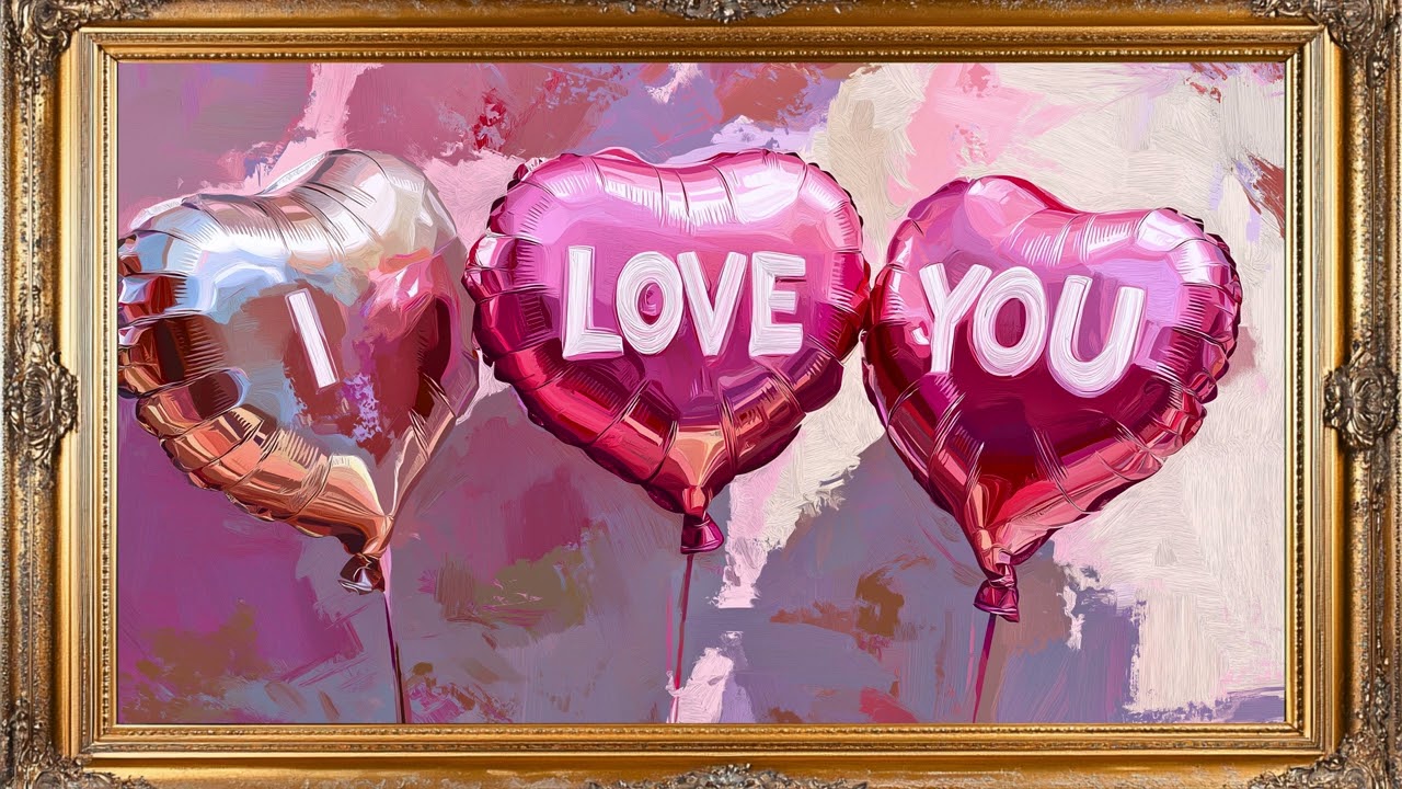 Romantic I Love You Balloon Heart Art Screensaver | Valentine's Day Frame Art for TV 4K