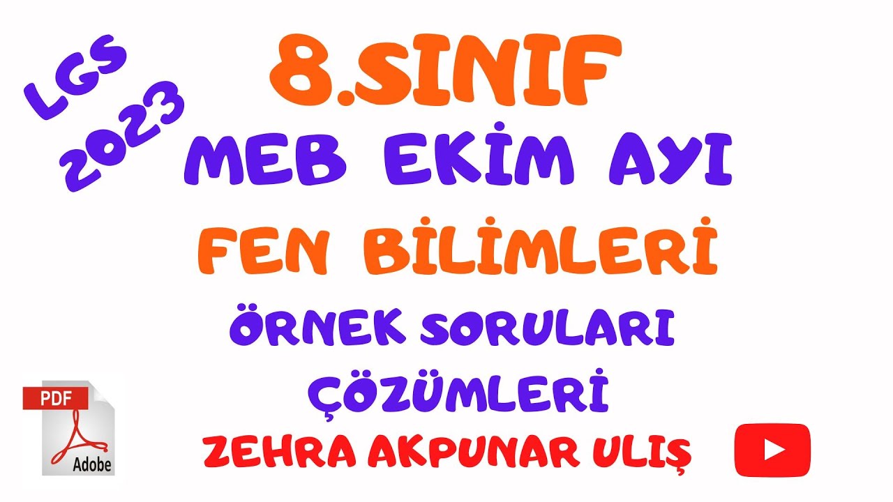 MEB EKİM Ayı Fen Bilimleri Örnek Sorular Çözümü/ LGS 2023