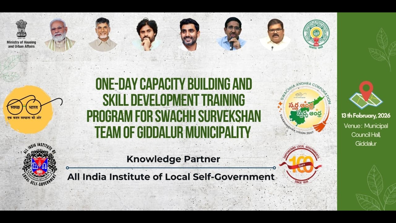 One Day Capacity Building and Skill Development Training Program for Swachh Survekshan GIDDALURU