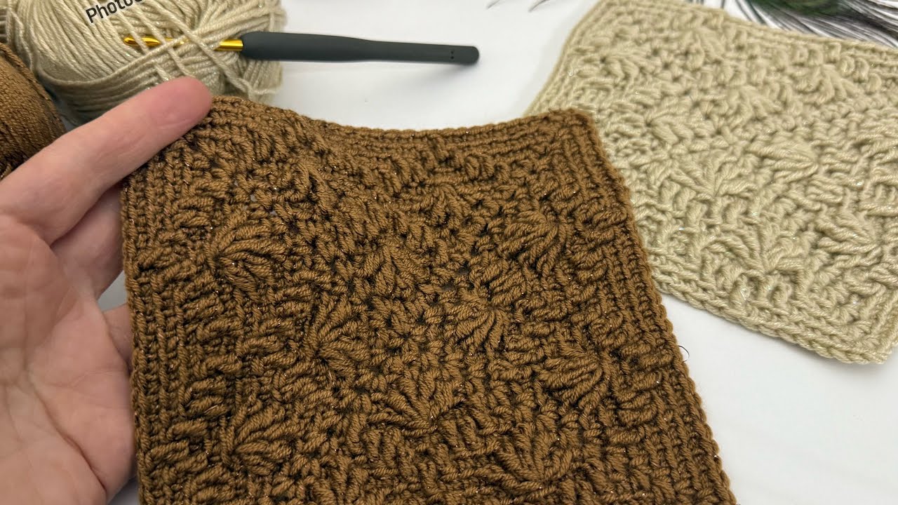 Одноцветный узор с мотивом в технике мозаики крючком #crochet #diy #motif #mosaic