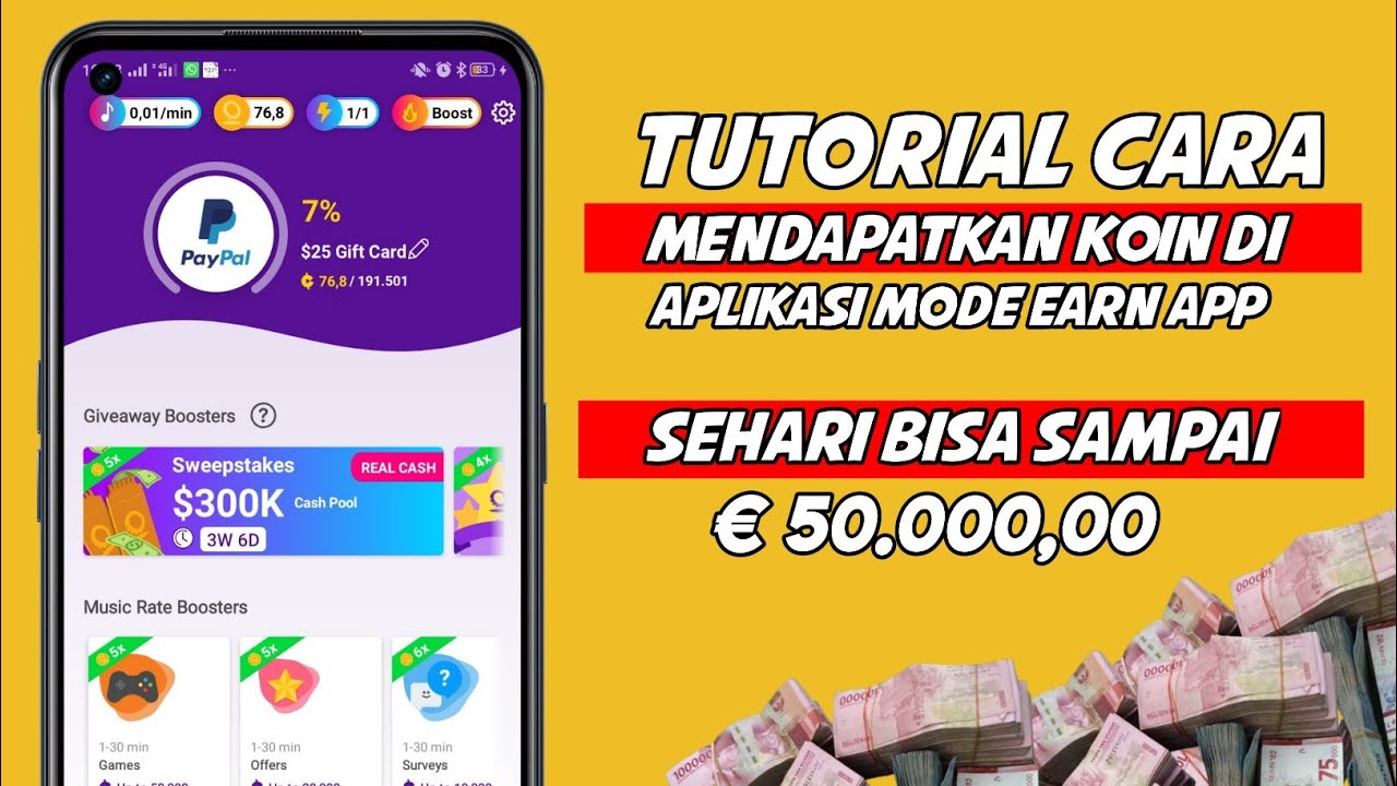 BAC STOCK || Tutorial Cara Mendapatkan Koin Di Aplikasi Mode Earn App