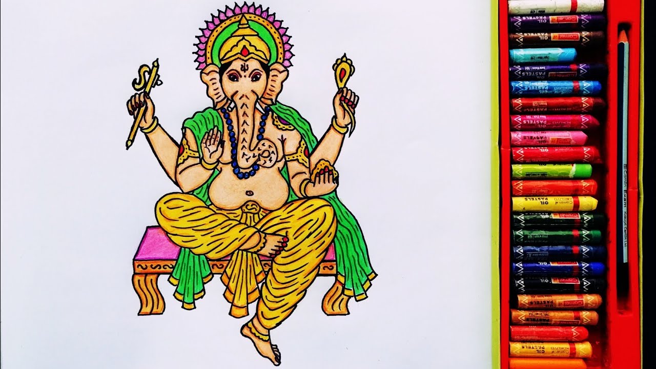 Lord Ganesha Step By step Painting | Beautiful Drawing Of Lord Ganesh Ji | By Drawing Art