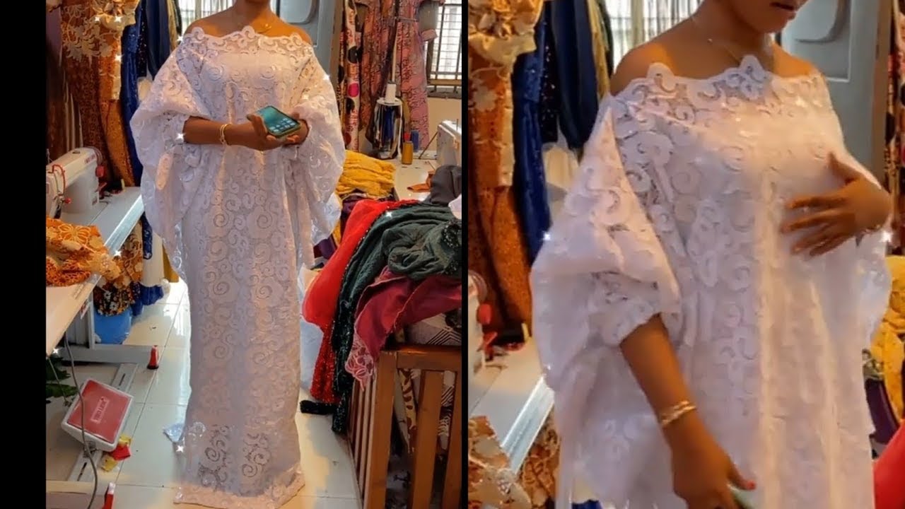 Off shoulder Bubu Dress with Lace (Cutting and sewing)