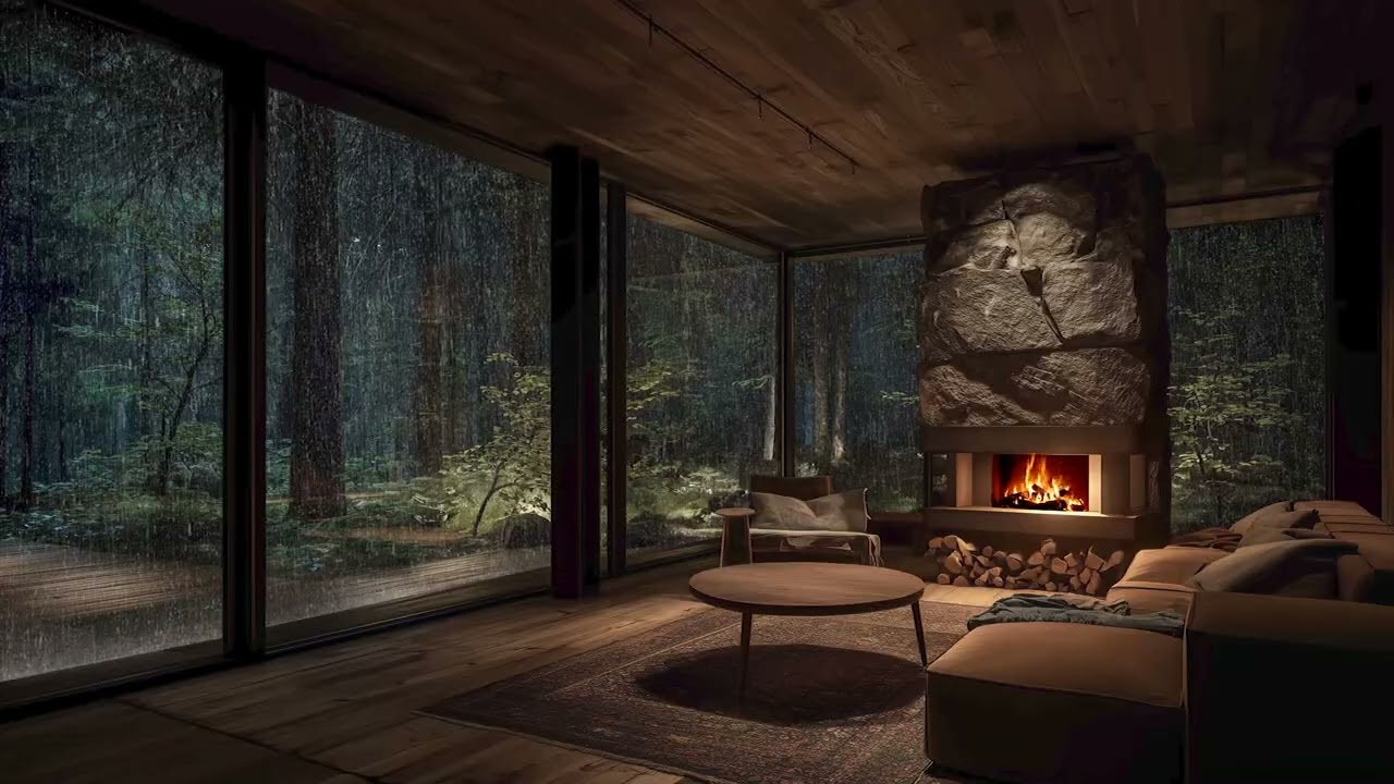 Heavy Rain & Fireplace Sounds 🌧️🔥| Cozy Cabin Ambience for Deep Sleep & Relaxation