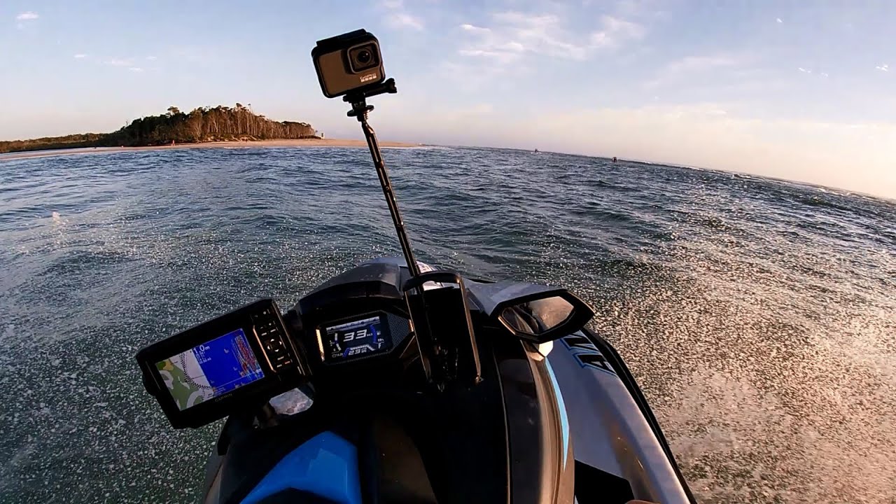 Crossing Dangerous Inlet Bar with Big Waves - Jetski Yamaha Waverunner FX HO 2020
