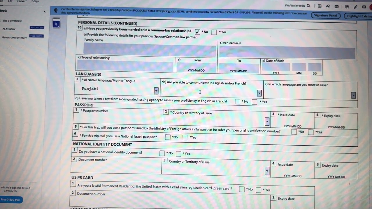 IMM5710e while applying for restoration of status and application after work permit refusal