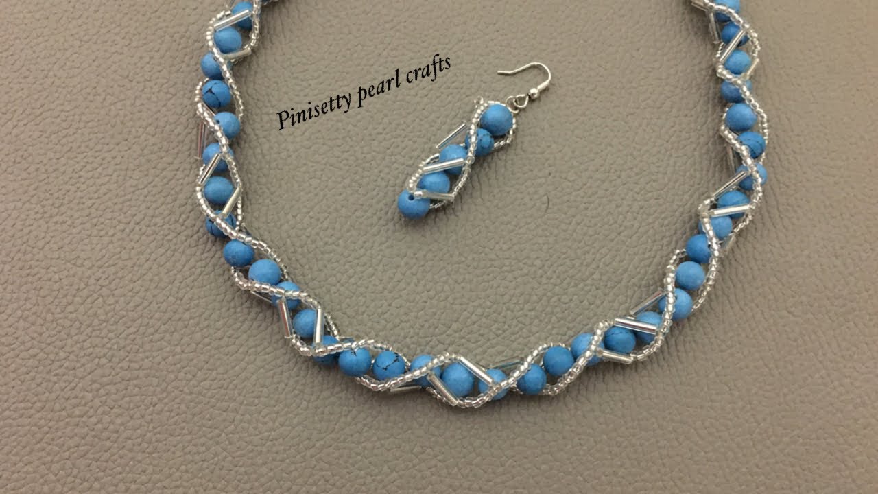 Turquoise glass beads spiral rope making/Rope necklace or bracelet tutorial/Bugle beads twisted rope