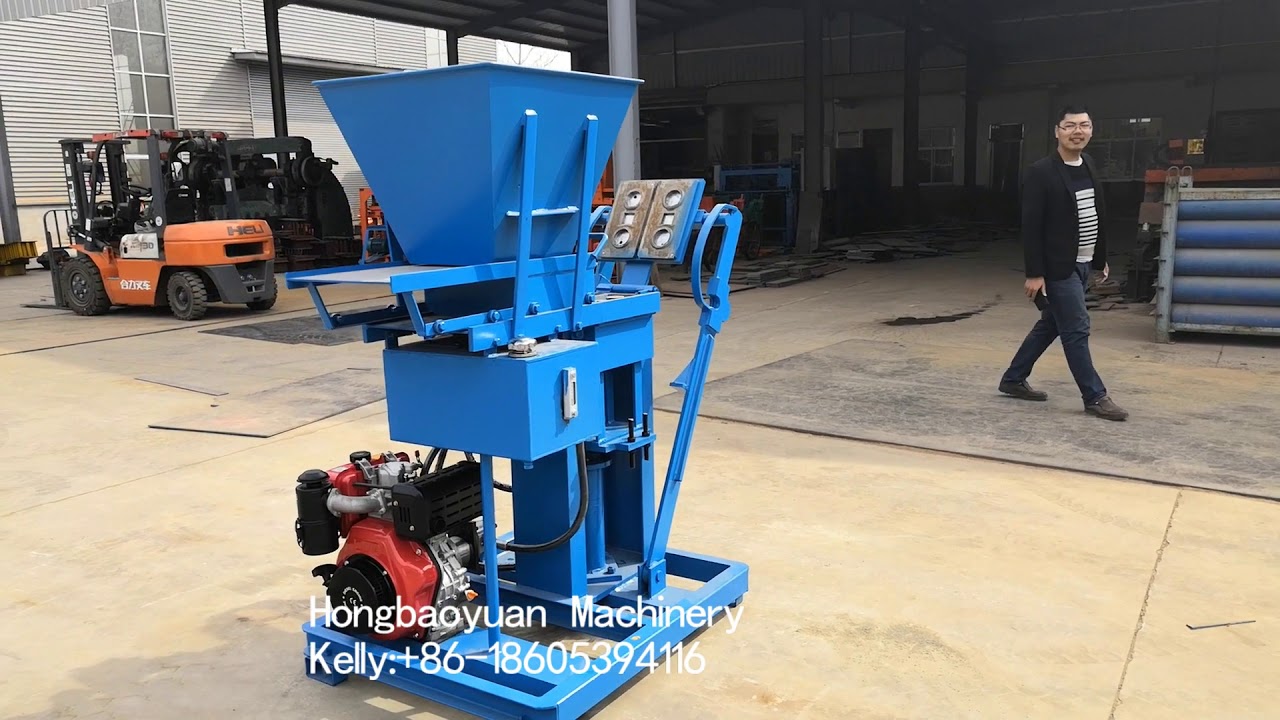 hby2 15 working video for soil interlocking hydraulic press brick making machine