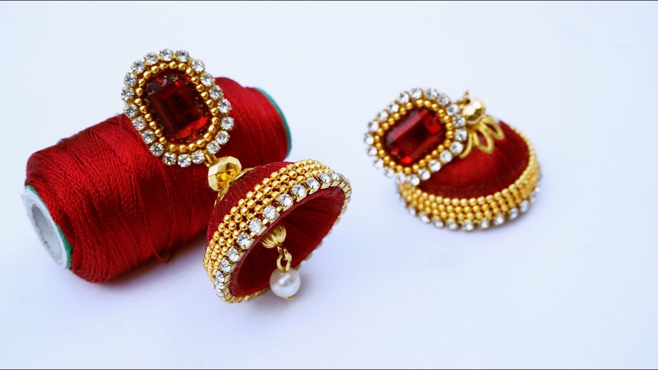 How To Make Beautiful Silk Thread Earrings | DIY | Silk Thread Jhumkhas | Paper Earrings Making