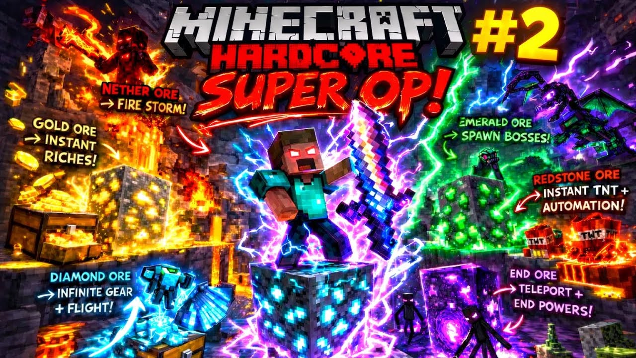 Minecraft but ores are super op items in Minecraft Hardcore    ||     #2