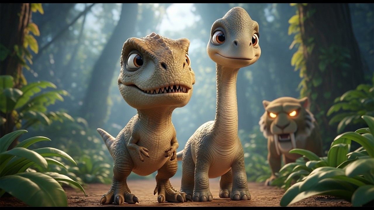 Rex and Bronto Adventure in the Ancient Jungle