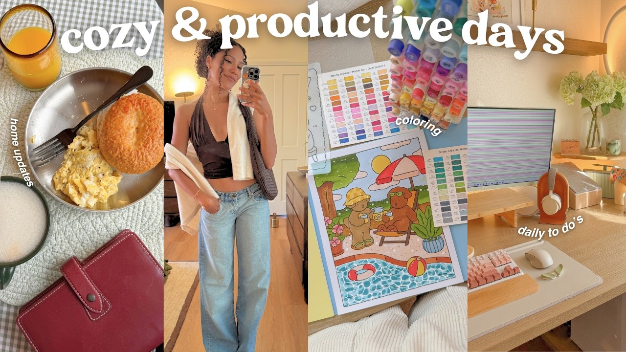 days at home🧺 morning routine, productive tasks, office redo & coloring