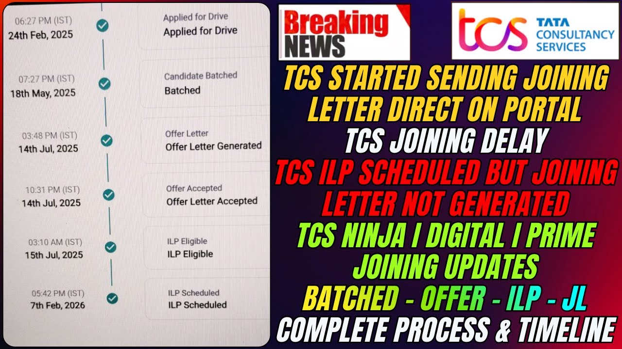 😱TCS DIRECT SENDING JOINING LETTER ON PORTAL | TCS JOINING DELAY | BATCHED TO OFFER TO ILP TO JL/DOJ