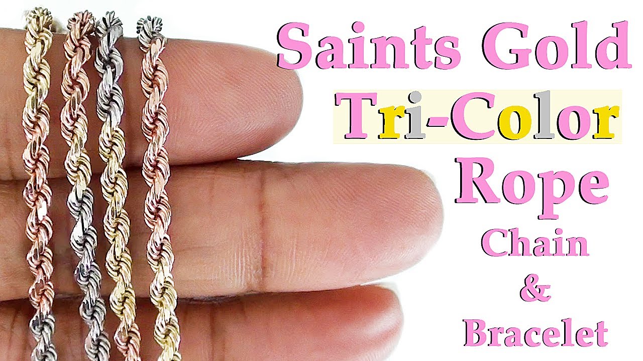 Saints Gold TRI-COLOR 3mm ROPE CHAIN & 4mm Bracelet 14K Gold Jewelry Review