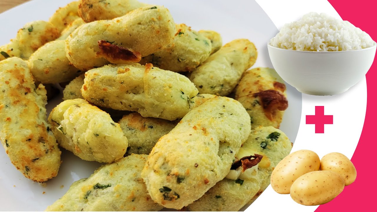 Bolinho de Arroz com Batatas de Restaurante (na Airfryer) Reaproveita o Arroz de Ontem