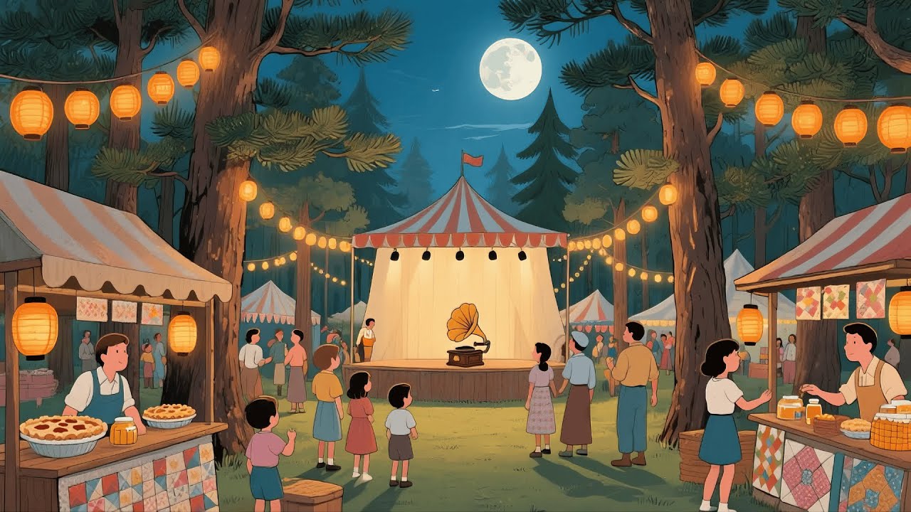 1920s Riverfront Festival in the Moonlight &mdash; Another Room Where Music and Laughter Play Softly