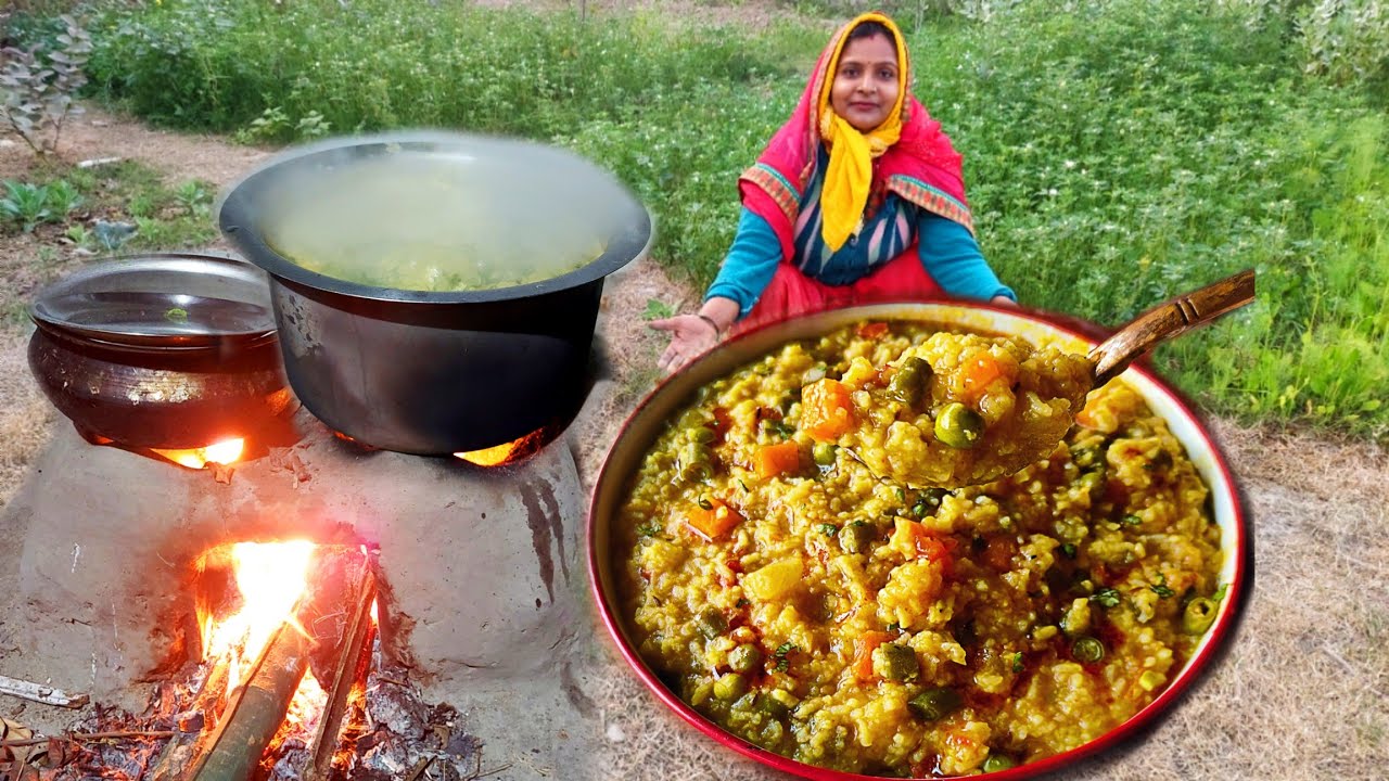 🌄गांव में 🥘खिचड़ी कैसे बनाते हैं😋 ♨️चूल्हे पर मिक्स खिचड़ी रेसिपी😍 Khichdi On Village Chulha