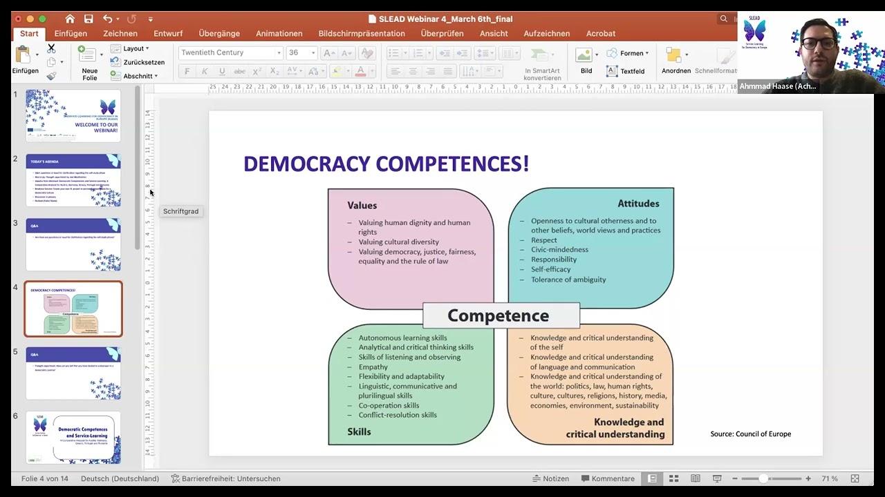 Webinar 4 – Good Practices of Acquisition of Democratic Competencies with Service-Learning