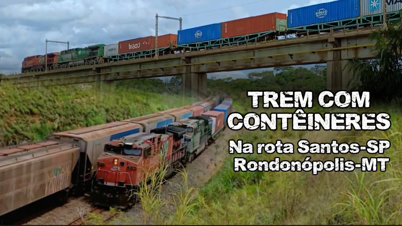 TREM CARREGADO COM CONTÊINERES NA ROTA SANTOS-SP x RONDONÓPOLIS-MT. #train #ac44i #railfan #railroad