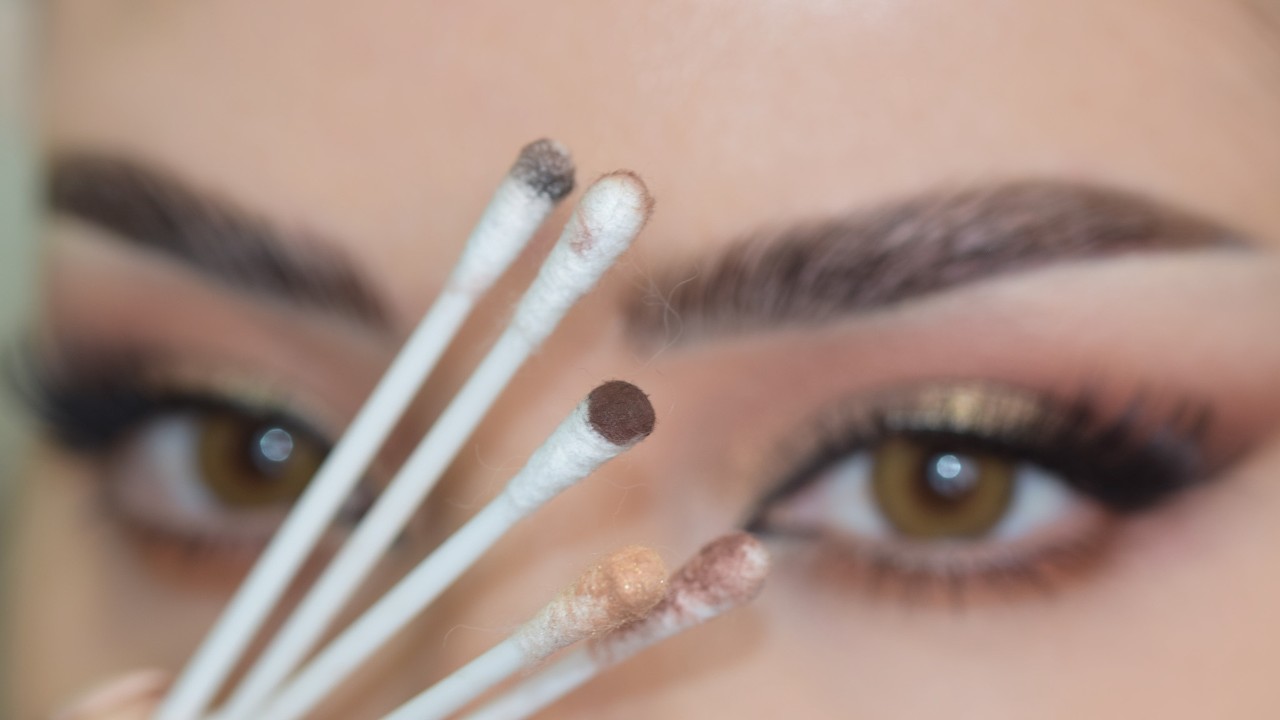 ارقى وأفخم مكياج عيون للعيد بليق على اي لبس باستخدام عيدان الاذن 😍😍😍EID EYE MAKEUP TUTORIAL