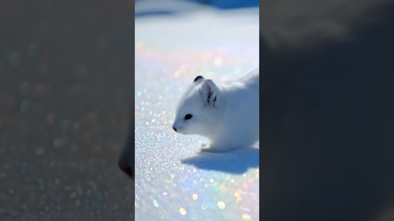 Adorable Stoat Hopping Through Rainbow Snowfield 🌈  #ermine #stoat #cuteanimals #winteranimals