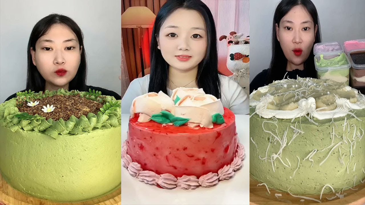 [ASMR] Chinese Eating Dessert Cream Cake, Cupcake  || Eating Sounds