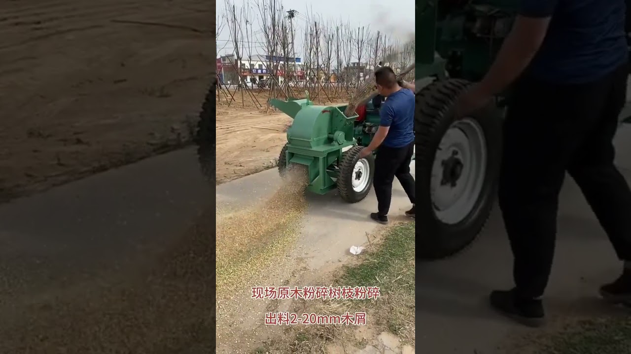 #installation#wood #crusher #biomass #log Jingying Big wood log crusher Diesel mobile sawdust making