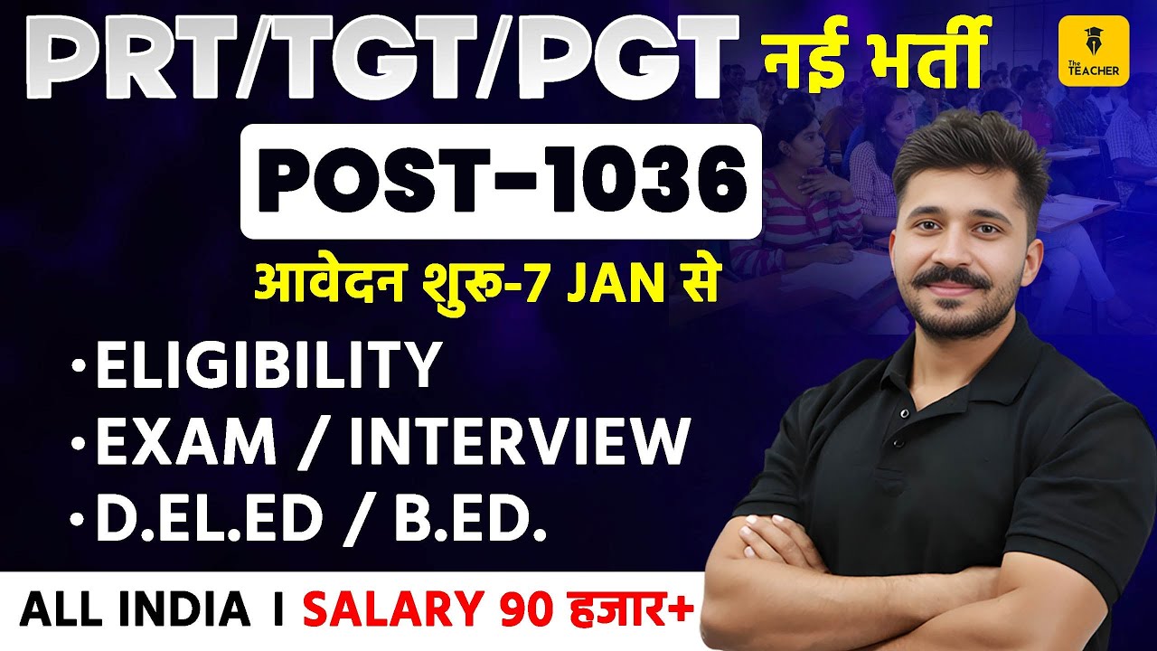 PRT / TGT / PGT New Vacancy 2025 | Post 1036, Form, Eligibility, Exam Date, Interview D.El.Ed,B.Ed.