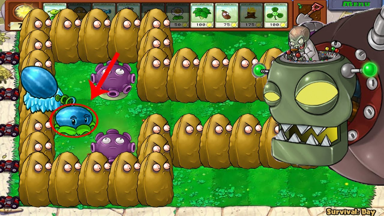 PVZ HACK | Plants Vs Zombies | 99 Winter Melon And Gloom-Shroom vs Dr.Zomboss All Zombies