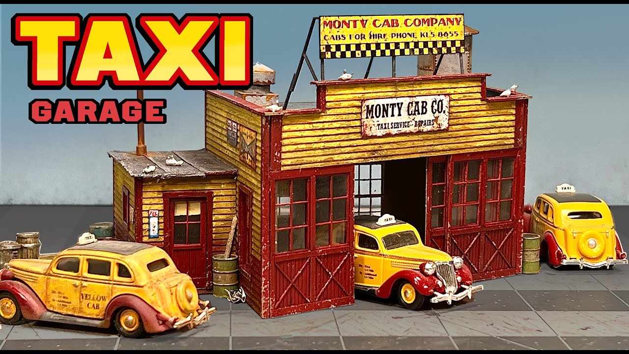 Finishing our Taxi Garage for our model railroad layout.