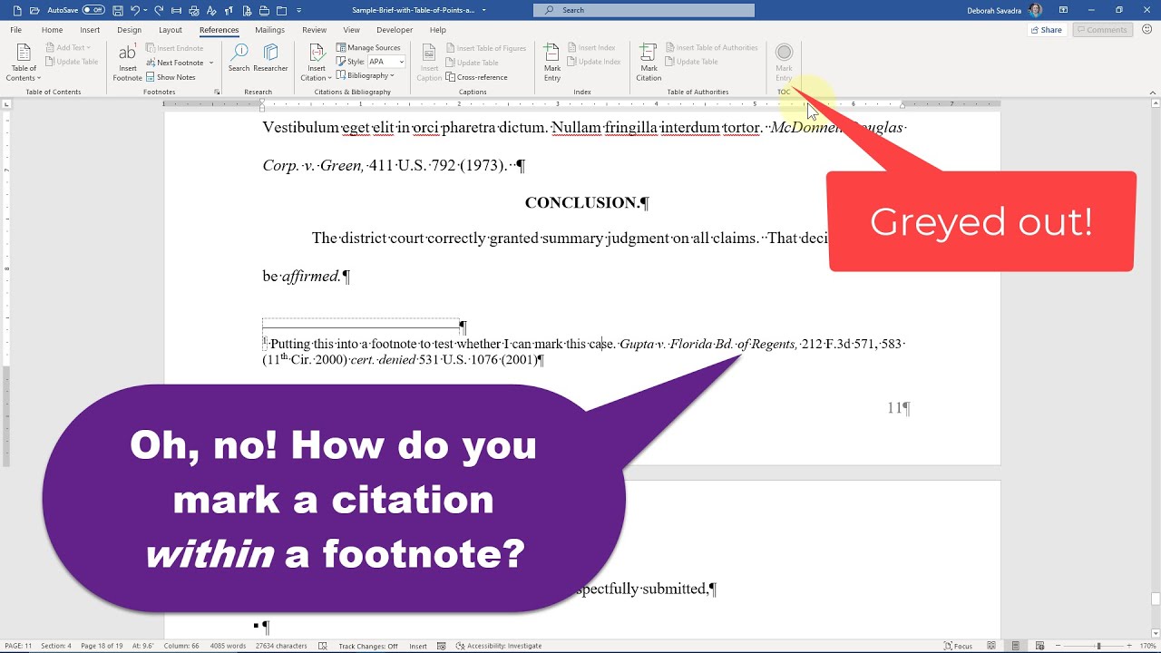 Table of Points & Authorities Follow Up: Marking Cases in Footnotes