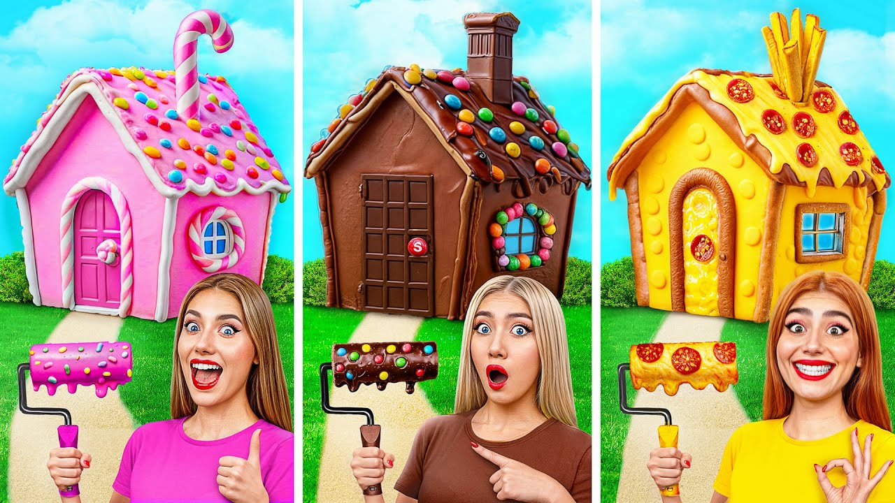 Домики Одного Цвета Челлендж | Сладости vs Шоколад vs Фастфуд от Friendly DO