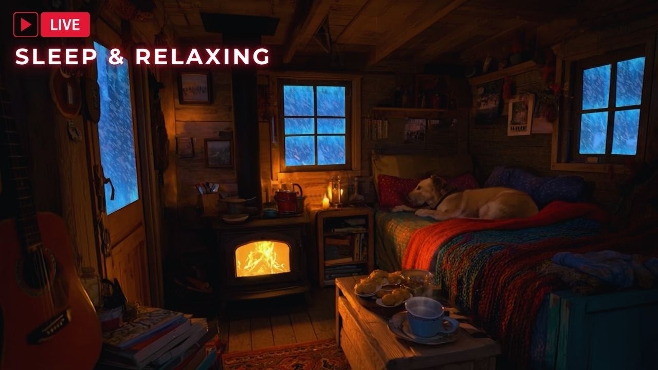 Relaxing Fireplace & Wind Sounds - Cozy Ambience for Deep Sleep & Tranquility